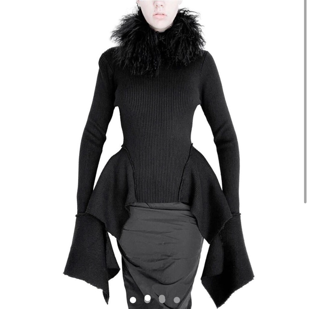 Fecal matter mohair goat fur turtle neck